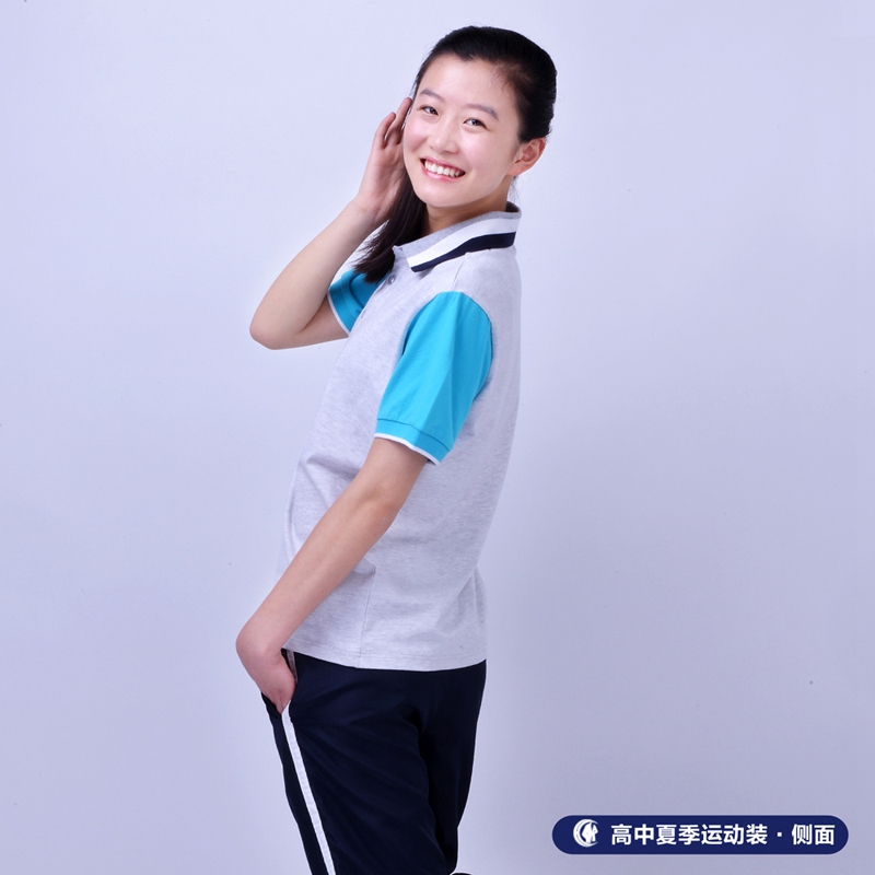 高中夏季休闲运动款校服女生款侧面